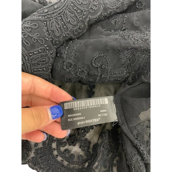 Zara Womens Camisole Top S Black Floral Embellished Beaded Sheer 6895/097 NWT - Picture 9 of 16